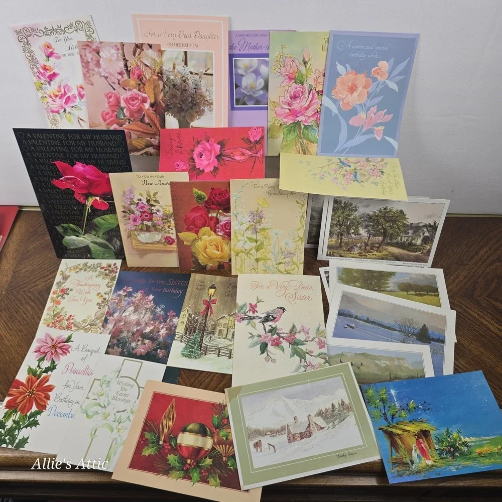 110+ Vintage Greeting Cards‎ Floral Flowers Nature 70s Ephemera Crafts Used Lot